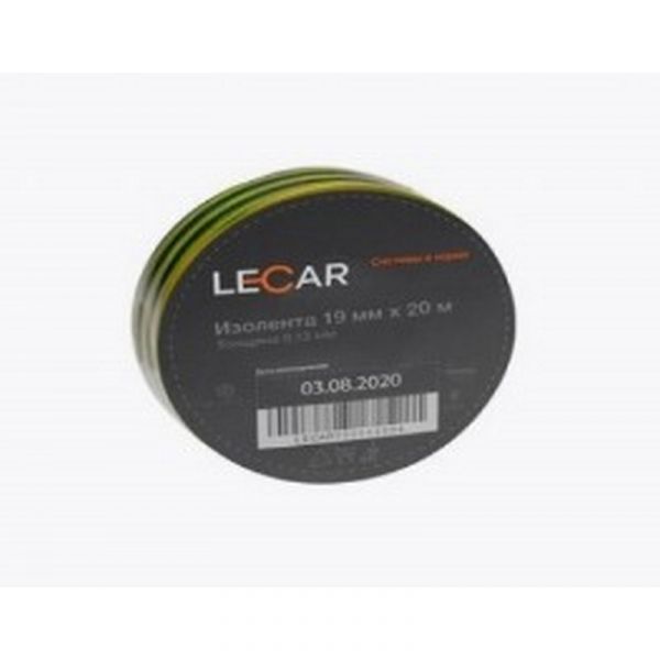 Изолента LECAR 53006 20 м x 19 мм, желто-зеленый